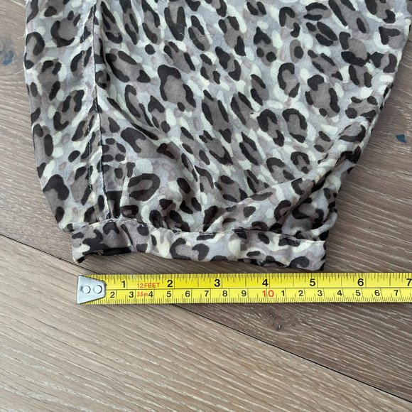Loft Blouse Women Small Petite Brown Tan Animal Print Ann Taylor Leopard Shirt - Picture 10 of 14